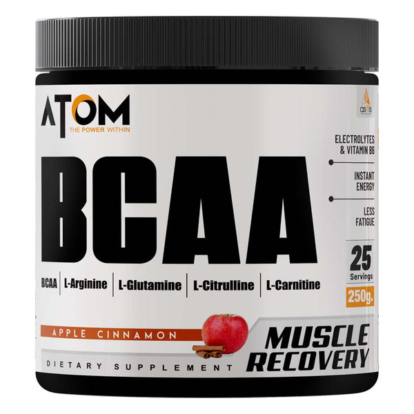 AS-IT-IS ATOM BCAA 250g with L-arginine, L-Carnitine, L-Citrulline for Energy Burst & Athletic Performance