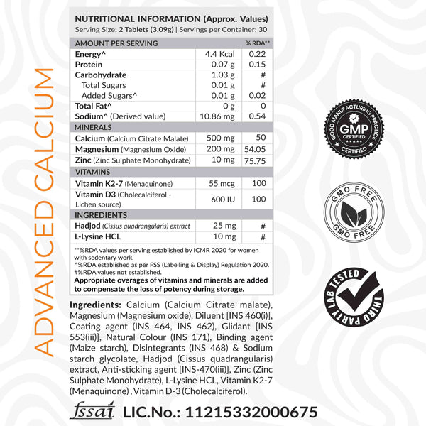 Advance Calcium with Hadjod Ext | 60 Veg Tablets