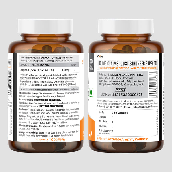 ATOM ALA (Alpha Lipoic Acid) I 60 Veg Capsules