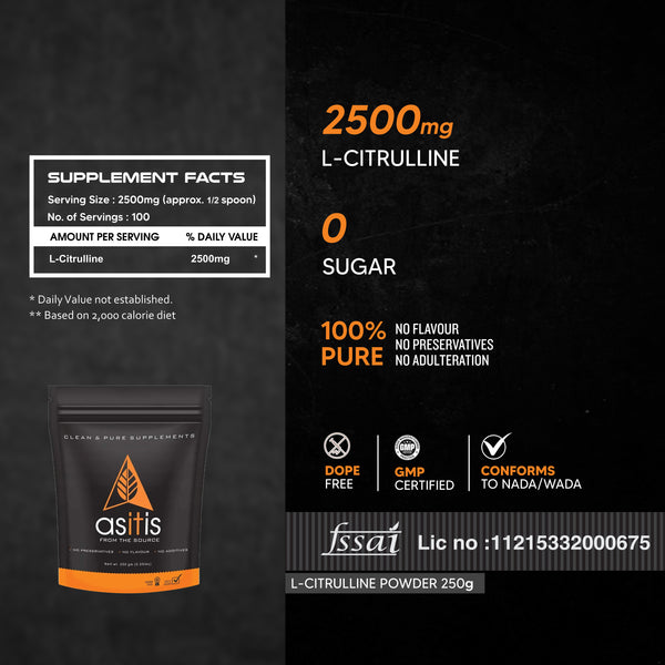 AS-IT-IS Nutrition Pure L-Citrulline Powder, Boosts Nitric oxide & Muscle growth