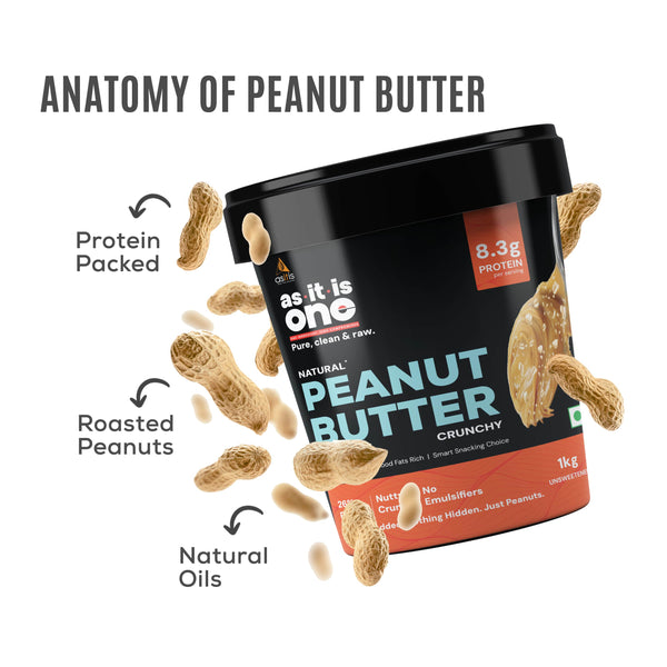 AS-IT-IS Nutrition Peanut Butter (Natural & Unsweetened) 1Kg