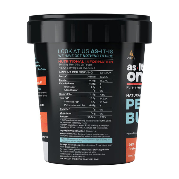 AS-IT-IS Nutrition Peanut Butter (Natural & Unsweetened) 1Kg