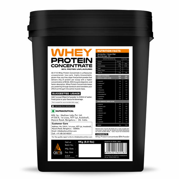 AS-IT-IS Nutrition Whey Protein Concentrate 80% Unflavoured, tested for purity
