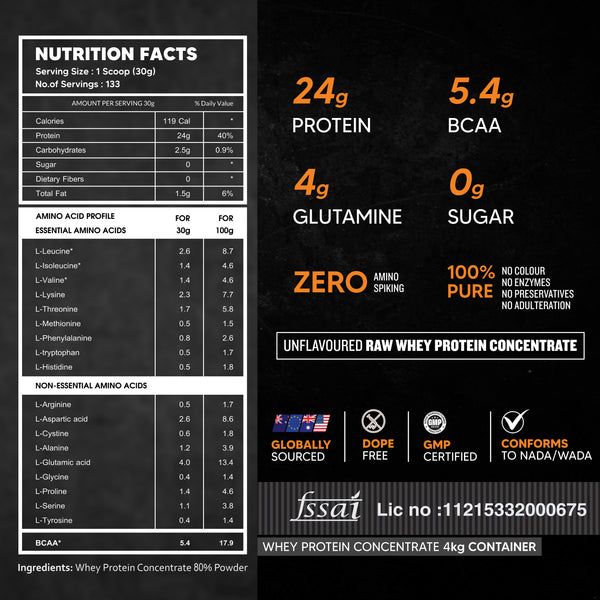 AS-IT-IS Nutrition Whey Protein Concentrate 80% Unflavoured, tested for purity