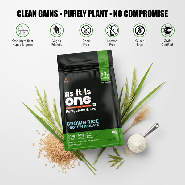 AS-IT-IS Nutrition Brown Rice Protein 80% | Designed as Meal supplement | Lab Tested | Unflavoured