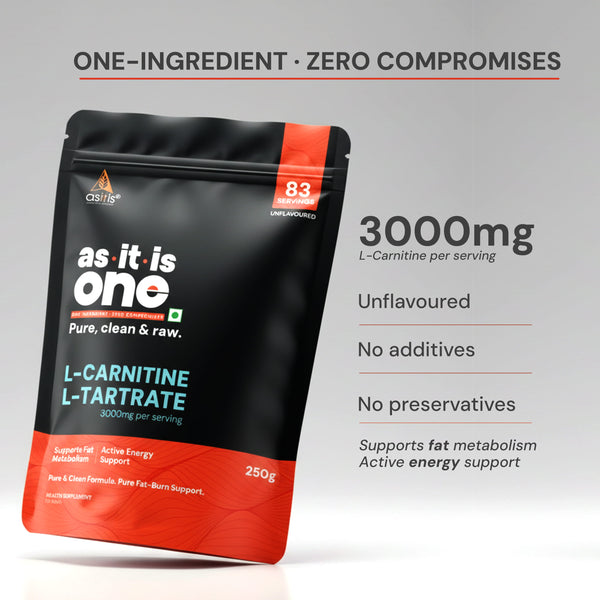 AS-IT-IS Nutrition Pure L-Carnitine L-Tartarate Powder, Amino Acid for Energy & Performance