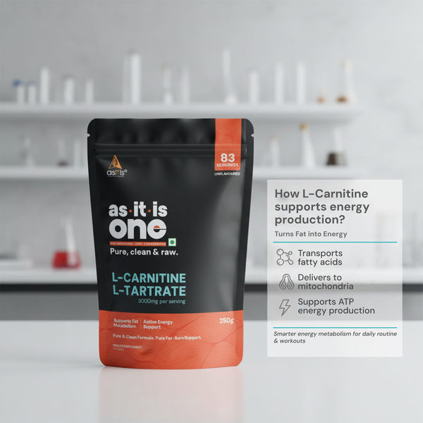 AS-IT-IS Nutrition Pure L-Carnitine L-Tartarate Powder, Amino Acid for Energy & Performance