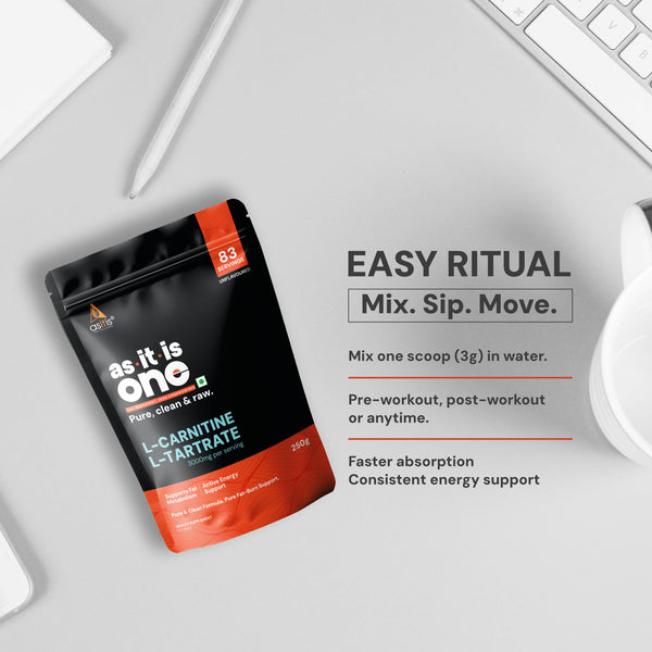 AS-IT-IS Nutrition Pure L-Carnitine L-Tartarate Powder, Amino Acid for Energy & Performance