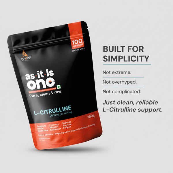 AS-IT-IS Nutrition Pure L-Citrulline Powder, Boosts Nitric oxide & Muscle growth