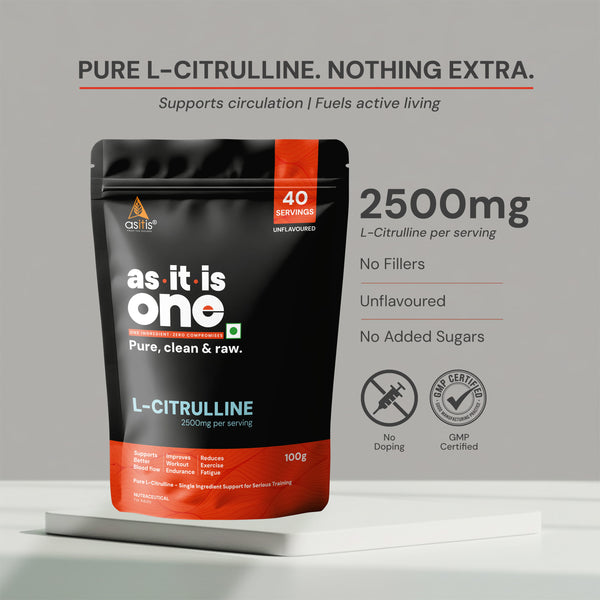AS-IT-IS Nutrition Pure L-Citrulline Powder, Boosts Nitric oxide & Muscle growth