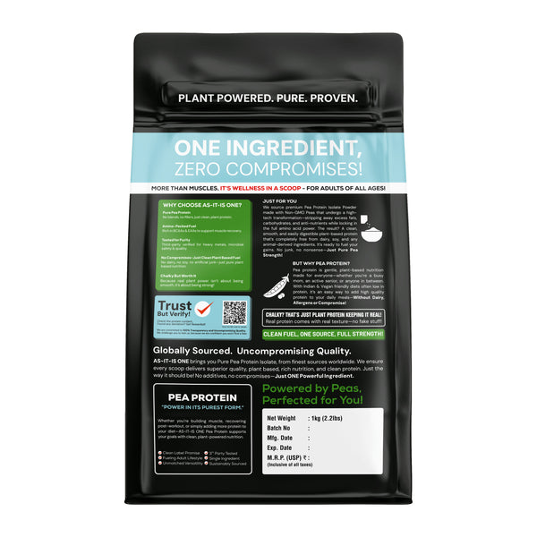 AS-IT-IS ONE Pea Protein Isolate - Plant Based Protein Powder, Supports Muscle Recovery & Growth