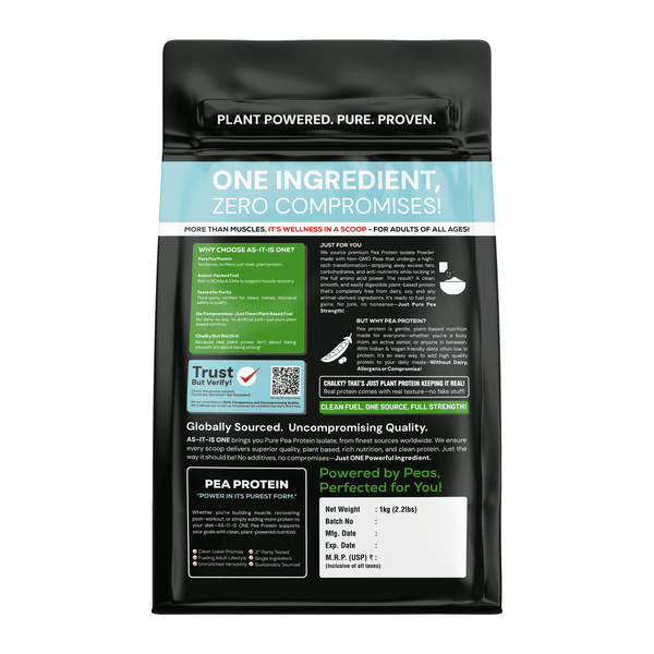 AS-IT-IS ONE Pea Protein Isolate - Plant Based Protein Powder, Supports Muscle Recovery & Growth