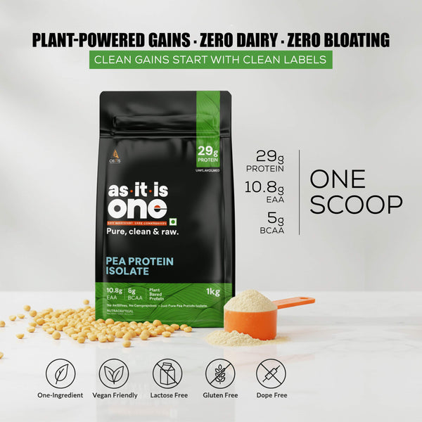 AS-IT-IS ONE Pea Protein Isolate - Plant Based Protein Powder, Supports Muscle Recovery & Growth