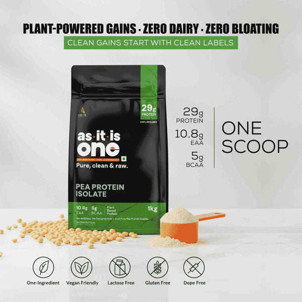 AS-IT-IS ONE Pea Protein Isolate - Plant Based Protein Powder, Supports Muscle Recovery & Growth