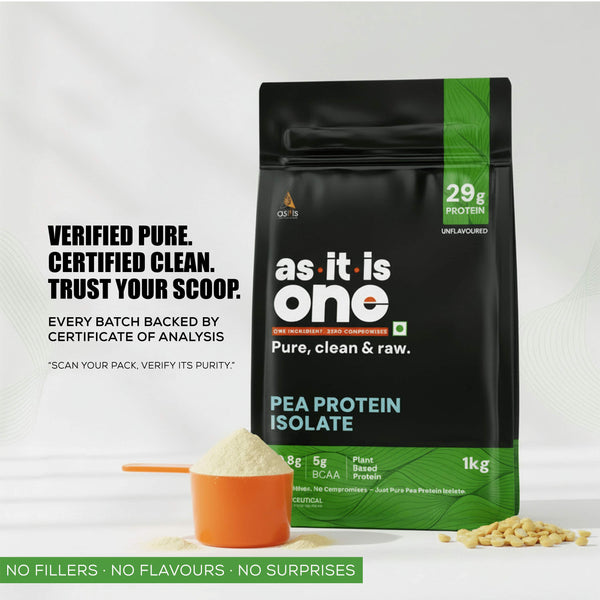 AS-IT-IS ONE Pea Protein Isolate - Plant Based Protein Powder, Supports Muscle Recovery & Growth