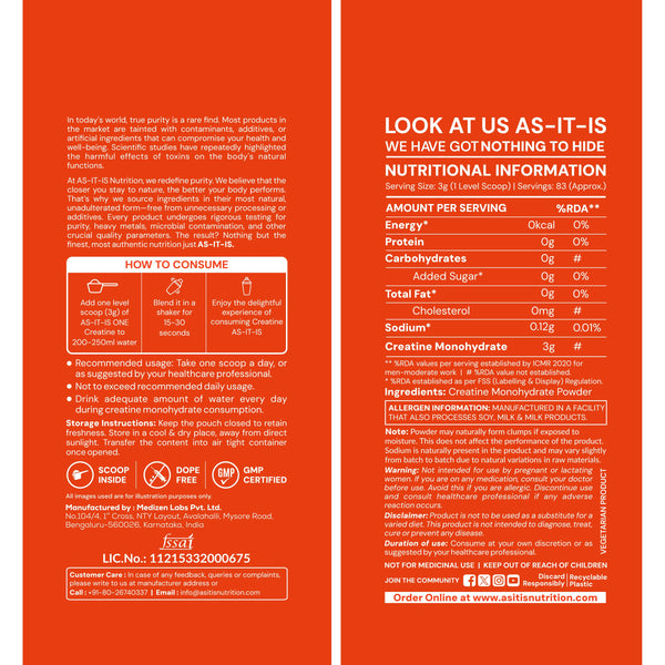 AS-IT-IS One Creatine Monohydrate