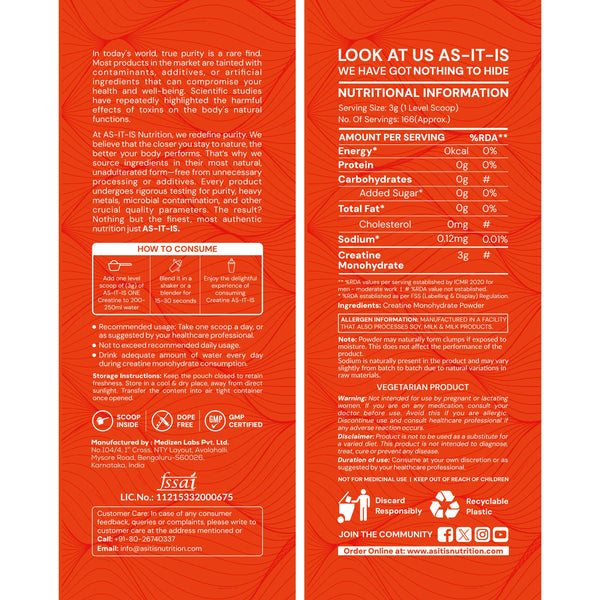 AS-IT-IS One Creatine Monohydrate