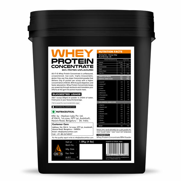 AS-IT-IS Nutrition Whey Protein Concentrate 80% Unflavoured, tested for purity