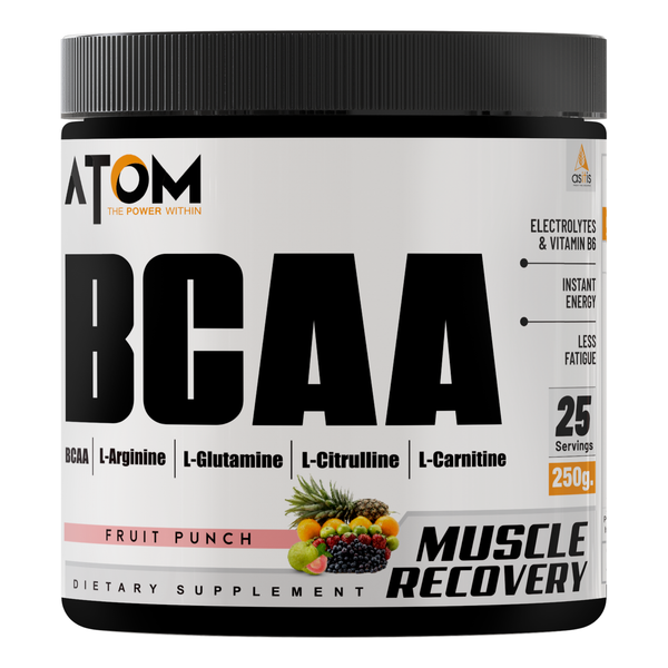 AS-IT-IS ATOM BCAA 250g with L-arginine, L-Carnitine, L-Citrulline for Energy Burst & Athletic Performance