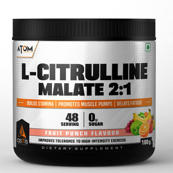 ATOM L Citrulline Malate 2:1 -| 0 Sugar | Improves Tolerance to High-Intensity Exercise | Builds Stamina |