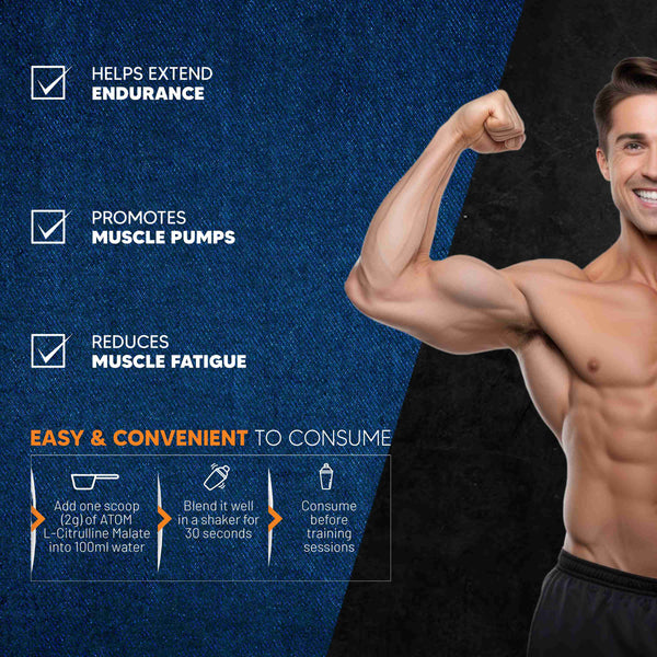 ATOM L Citrulline Malate | 0 Sugar | Improves Tolerance to High-Intensity Exercise | Builds Stamina |