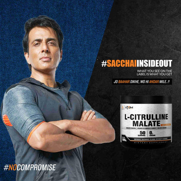 ATOM L Citrulline Malate | 0 Sugar | Improves Tolerance to High-Intensity Exercise | Builds Stamina |