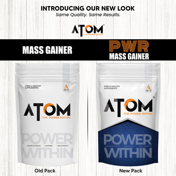 AS-IT-IS ATOM PWR Mass Gainer | 5:1 Carb-Protein Ratio | Powered with BCAA, L-Glutamine, Tribulus, Ashwagandha