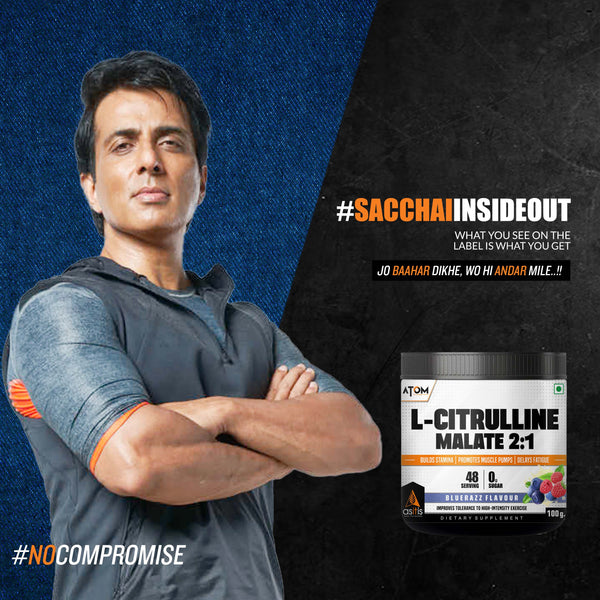 ATOM L Citrulline Malate | 0 Sugar | Improves Tolerance to High-Intensity Exercise | Builds Stamina |
