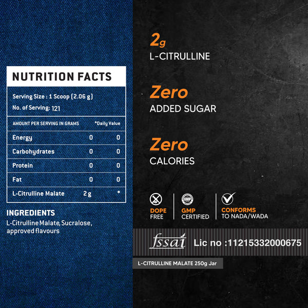 ATOM L Citrulline Malate | 0 Sugar | Improves Tolerance to High-Intensity Exercise | Builds Stamina |