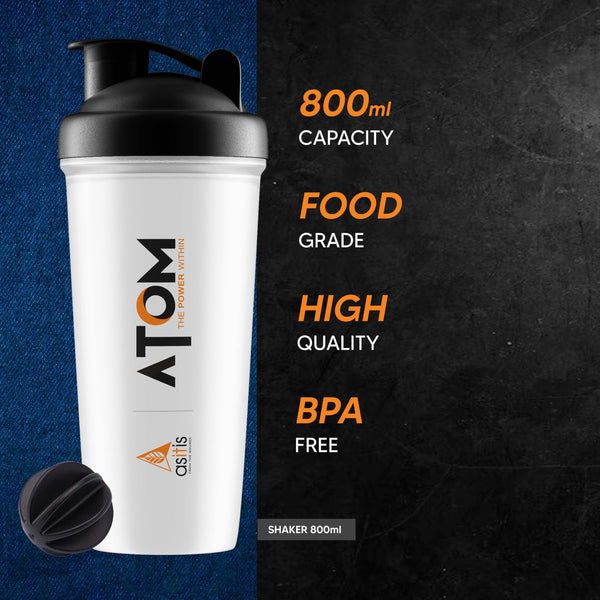 AS-IT-IS ATOM Shaker bottle 800ml | BPA free | Durable| Leak Proof | With Mixer Ball