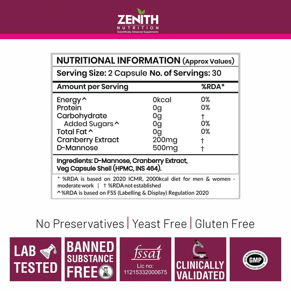 Cranberry + D-Mannose - 60 Veg caps