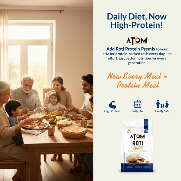 AS-IT-IS ATOM Roti Protein | Make Roti’s Protein Rich | Easy to use | 25g Protein per Serving