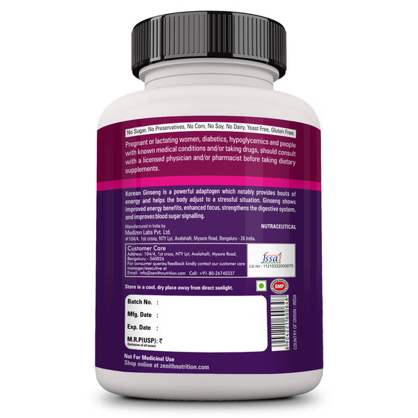 Zenith Nutrition Ginseng 400mg -  100 Veg Caps