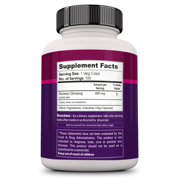 Zenith Nutrition Ginseng 400mg -  100 Veg Caps