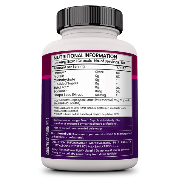 Resveratrol Grapeseed Ext  Red Wine Ext - 60 Veg caps