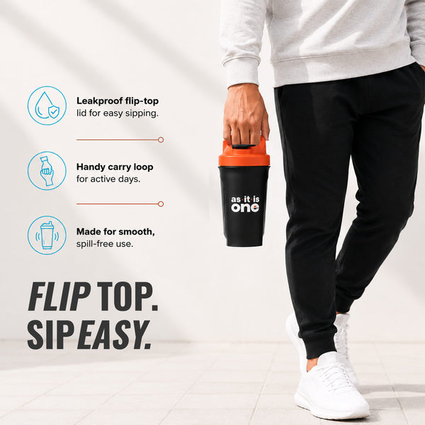 AS-IT-IS One Shaker, Leak Proof, Food Grade BPA Free with Measurement with Mixer Ball- 400ml