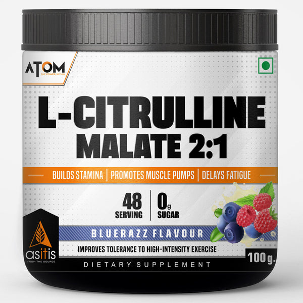 ATOM L Citrulline Malate | 0 Sugar | Improves Tolerance to High-Intensity Exercise | Builds Stamina |
