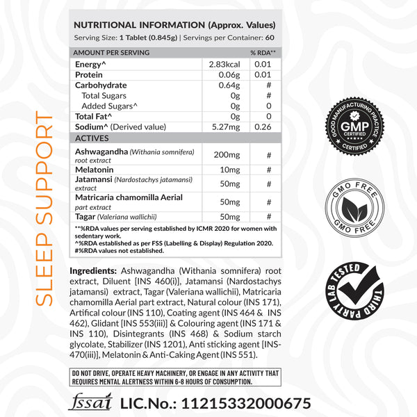 ATOM Sleep I Non-Addictive Sleep-Aid | 60 Veg Tablet