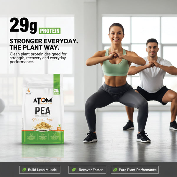 ATOM Pea Protein| 29g Protein| Peak Muscle Gains & Fast Recovery| Easy Digest| Vegan Smooth & Delicious