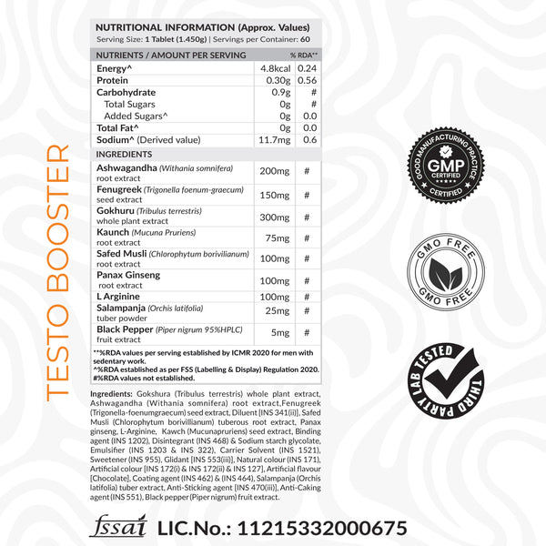 ATOM Testobooster I Testosterone for Men I 60 Veg Tablets