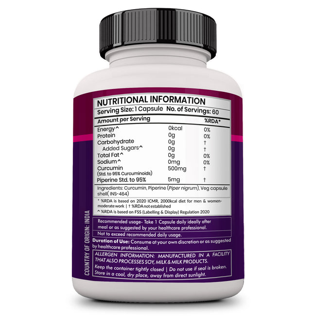 Zenith Nutrition Curcumin Plus with Piperine 500mg - 60 Capsules