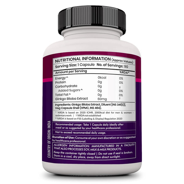 Ginkgo Biloba 60mg-90 Veg caps