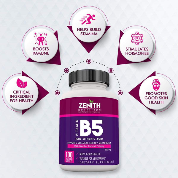 Pantothenic Acid / Vitamin B5, 500mg - 100 Veg caps