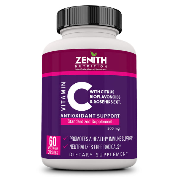 Zenith Nutrition Vitamin C with Rosehips & Citrus Bioflavonoids, 500mg - 60 Veg caps