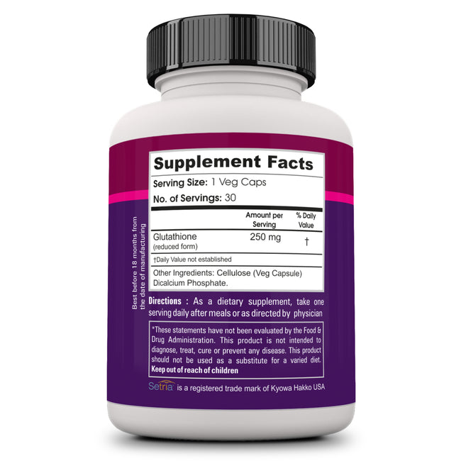 Zenith Nutrition Glutathione 250mg  - 30 Veg caps