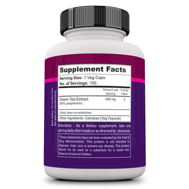 Zenith Nutrition Green Tea Extract 400mg -100 Veg caps