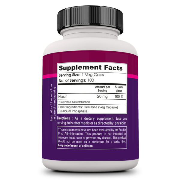 Niacin / Vitamin B3- 100 Veg caps