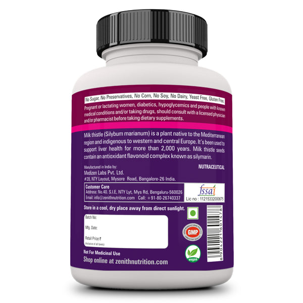 Zenith Nutrition Silymarin Milk Thistle 400mg - 60 Veg caps