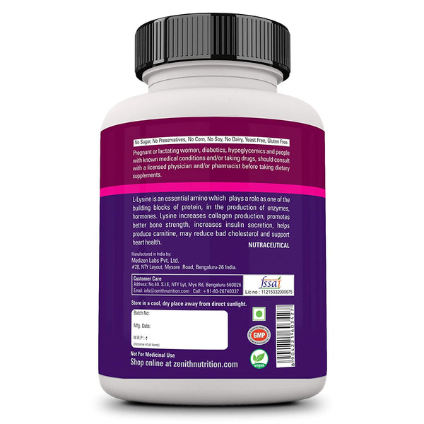 L- Lysine 500mg - 100 capsules