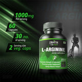 Zenith Sports L-Arginine - 60 VegiCaps | 1000mg per serving of 2 caps | Muscle Building | Promotes Stamina & Endurance